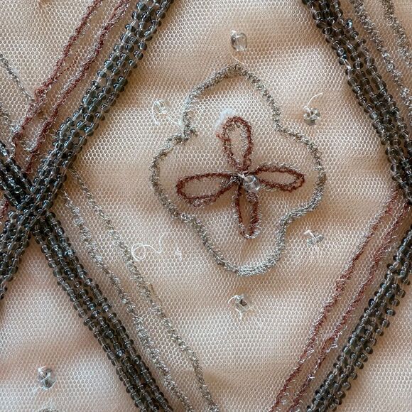 Free People Holiday to India Cap Sleeve Beaded Peplum Semi Sheer Top in Pink S - Picture 7 of 14